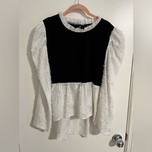 Fab’rik long sleeve blouse, black and white.